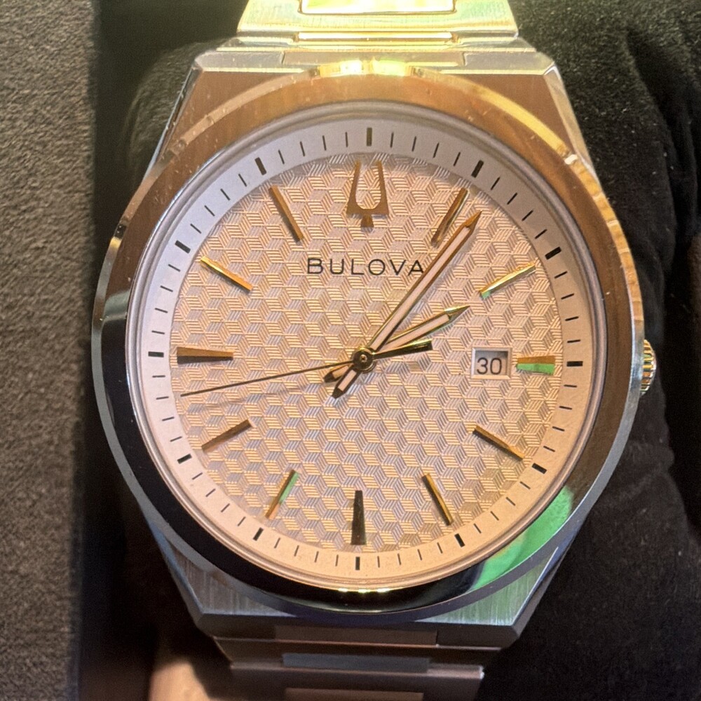 Bulova Men's Quartz Date Silver Tone Stainless Steel Bracelet Watch 98L315
